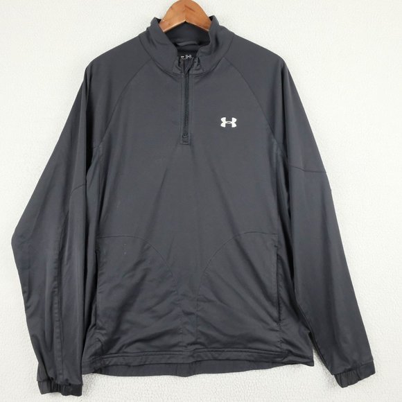 Under Armour Jacket Mens Medium Black All Season Lightweight Raglan Quarter Zip - Picture 1 of 8